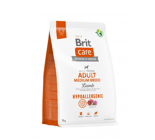  Корм сухий Brit Care Dog Hypoallergenic Adult Medium Breed для собак середніх порід гіпоалергенний з ягням 3 кг