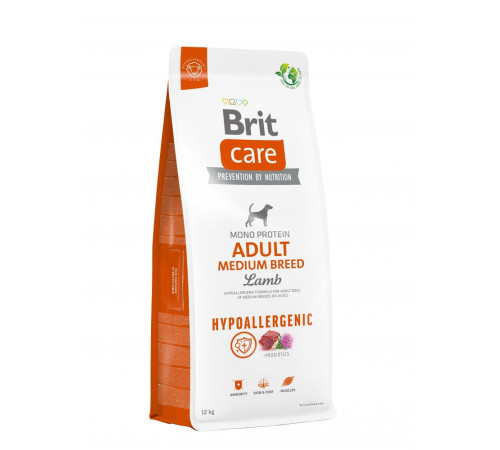 Сухий корм для собак середніх порід Brit Care Dog Hypoallergenic Adult Medium Breed гіпоалергенний з ягням, 12 кг