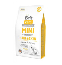 Корм сухий Brit Care Grain Free Mini Hair Skin для собак мніатюрних порід для шкіри та шерсті з лососем та оселедцем 2 кг