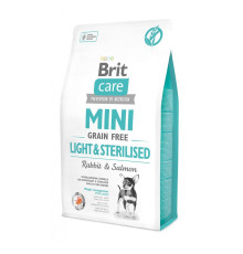 Корм сухий Brit Care Grain Free Mini Light Sterilised для дорослих собак дрібних порід з зайвою вагою або стерілізованих з кроликом та лососем 2 кг