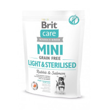 Корм сухий Brit Care Grain Free Mini Light Sterilised для дорослих собак дрібних порід з зайвою вагою або стерілізованих з кроликом та лососем 400 г