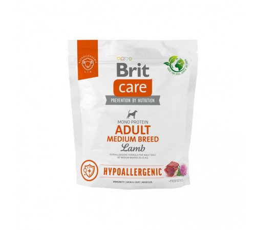  Корм сухий Brit Care Dog Hypoallergenic Adult Medium Breed для собак середніх порід гіпоалергенний з ягням 1 кг