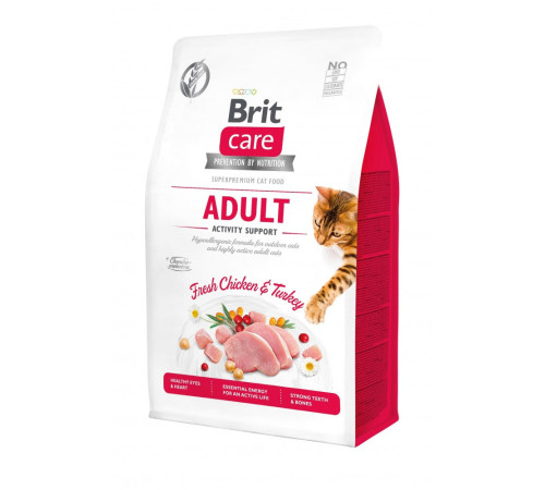 Корм сухий Brit Care Cat Grain Free Adult Activity Support для вуличних та дорослих котів філе індички та курки 2кг