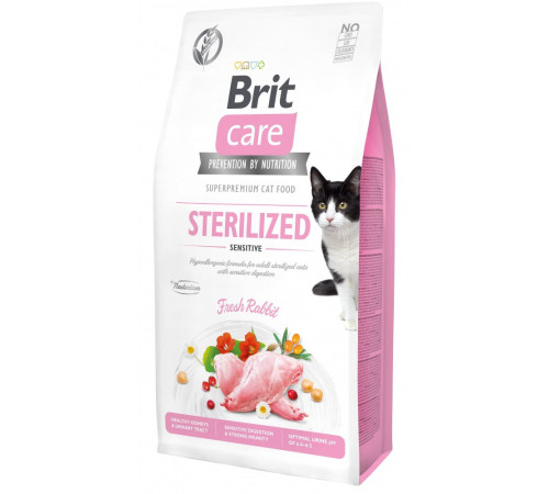 Корм сухий Brit Care Cat Grain Free Sterilized Sensitive для стерилізованих котів з чутливим травленням з кроликом 7кг