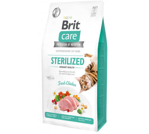 Корм сухой Brit Care Cat Grain Free Sterilized Urinary Health для стерилизованых котов здоровье мочеполовой системы с курицей 7кг