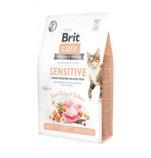 Корм сухий Brit Care Cat Grain Free Sensitive HDigestion Delicate Taste для котів з чутливим травленням індичка та лосось 2кг