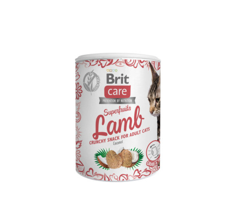Ласощі Brit Care Superfruits Snack Lamb д/котів з ягням і кокосом 100 г