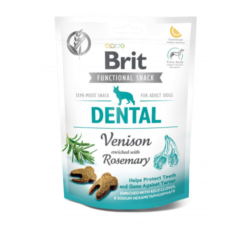 Ласощі Brit Care Functional Snack Dental для собак для захисту зубів та ясен з олениною та розмарином 150 г